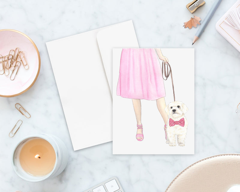White Floof Walkin' Folded Cards (Set of 10)