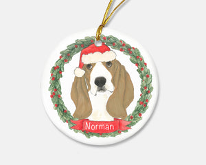 Personalized Bassett Hound Christmas Ornament