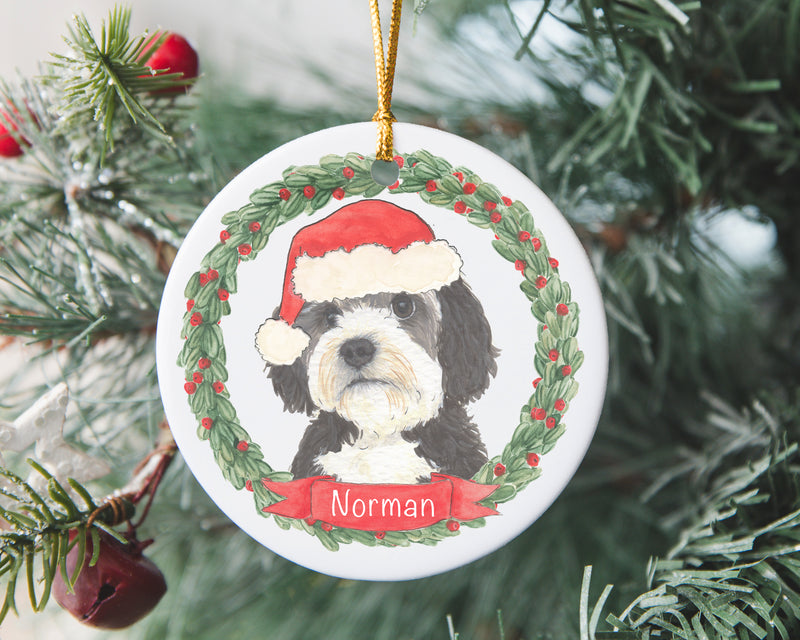 Personalized Bernedoodle Christmas Ornament