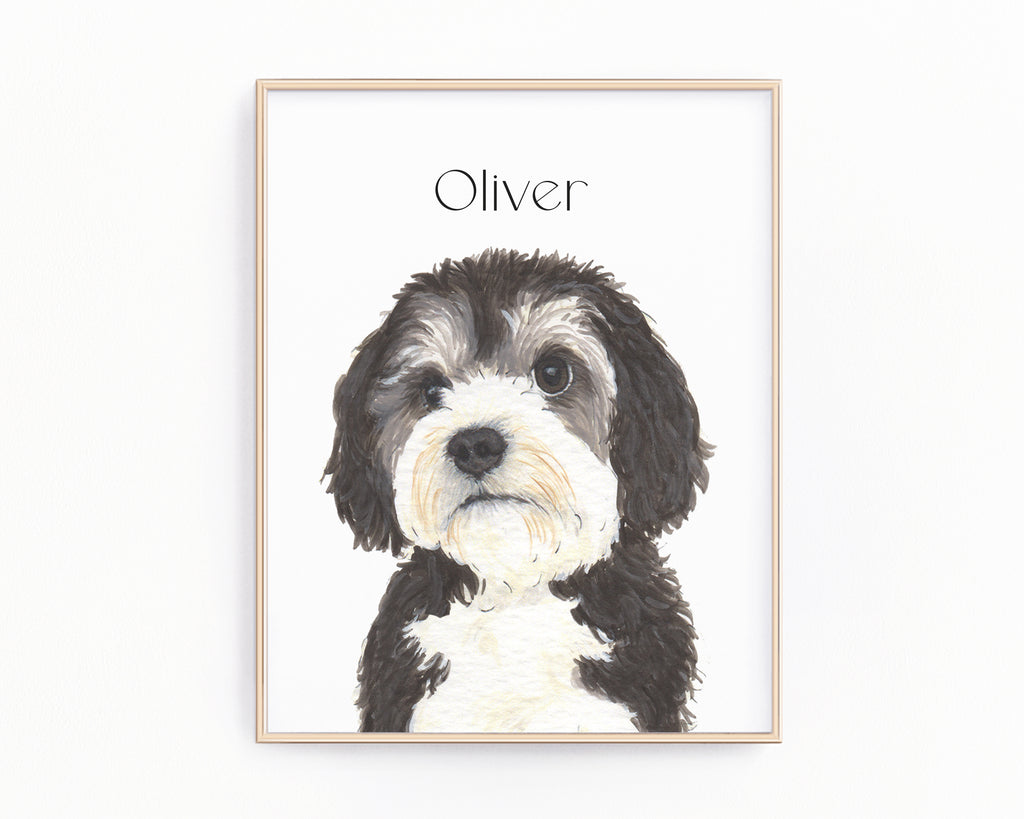 Personalized Bernedoodle Fine Art Prints