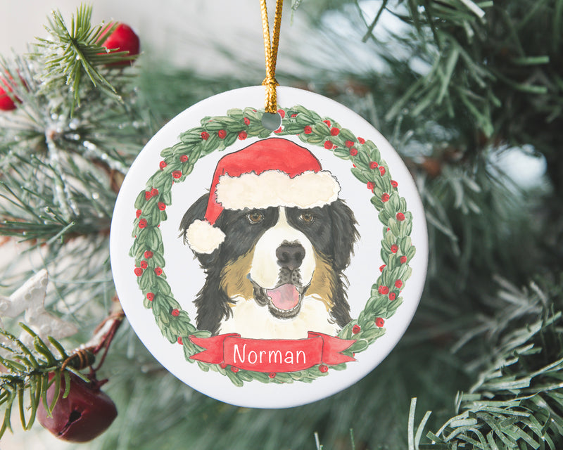 Personalized Bernese Mountain Dog Christmas Ornament