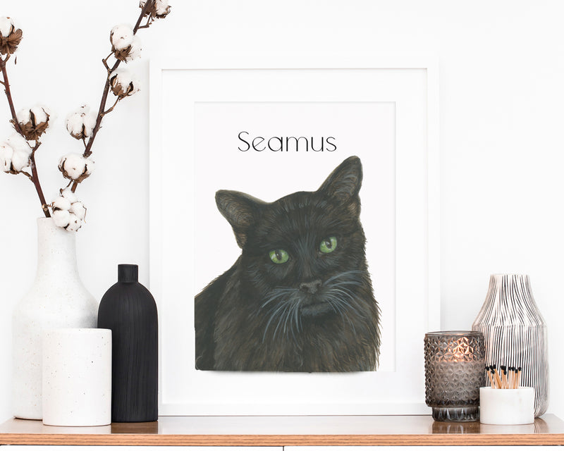 Personalized Black Cat Fine Art Prints