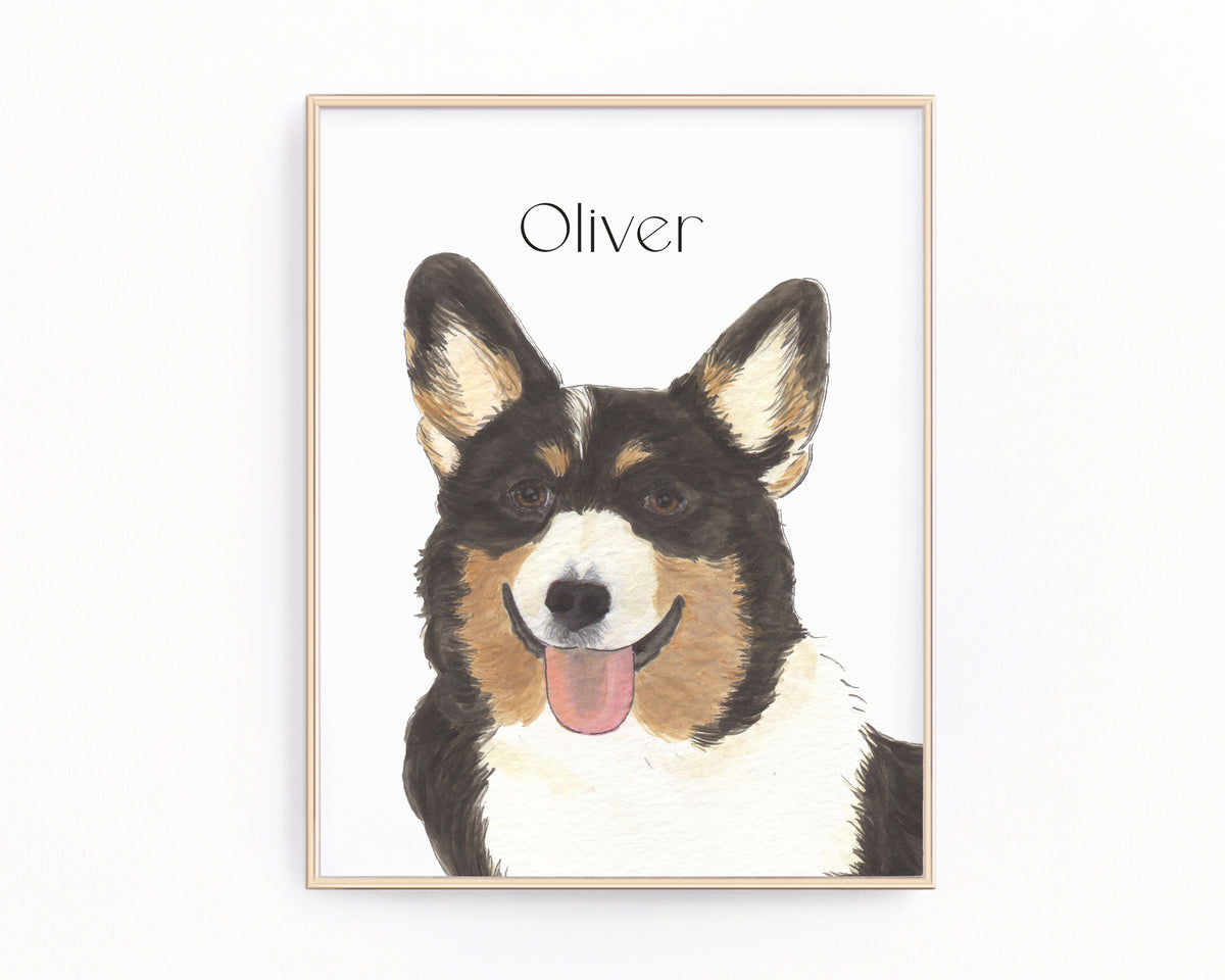 Personalized Corgi (Black Headed Tricolor) Fine Art Prints