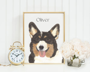 Personalized Corgi (Black Headed Tricolor) Fine Art Prints