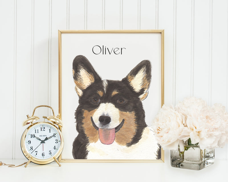 Personalized Corgi (Black Headed Tricolor) Fine Art Prints