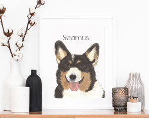 Personalized Corgi (Black Headed Tricolor) Fine Art Prints