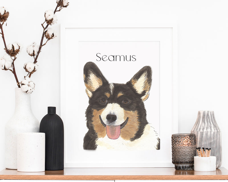 Personalized Corgi (Black Headed Tricolor) Fine Art Prints