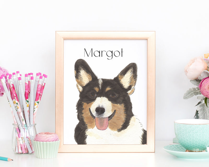 Personalized Corgi (Black Headed Tricolor) Fine Art Prints