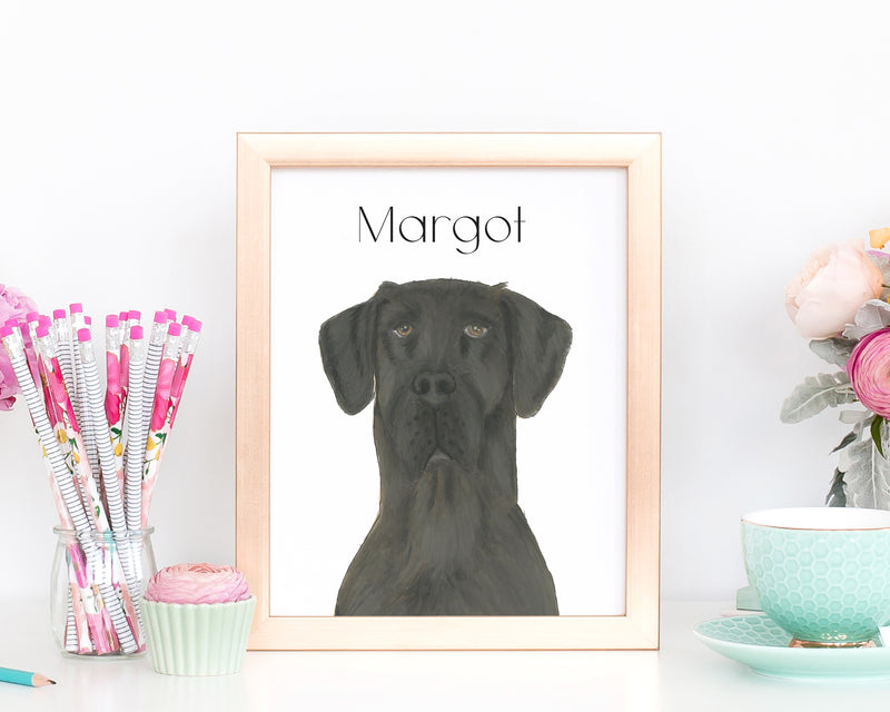 Personalized Great Dane (Black) Fine Art Prints