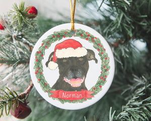 Personalized Pitbull (Black) Christmas Ornament