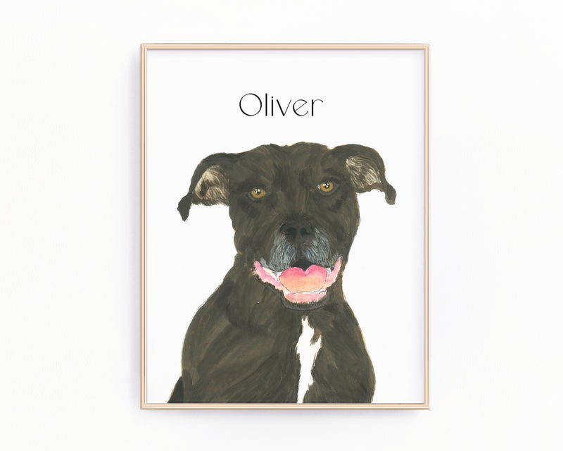 Personalized Pitbull (Black) Fine Art Prints