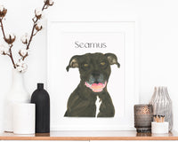 Personalized Pitbull (Black) Fine Art Prints