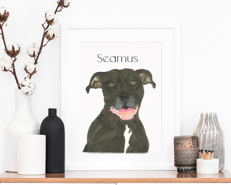 Personalized Pitbull (Black) Fine Art Prints