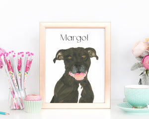 Personalized Pitbull (Black) Fine Art Prints