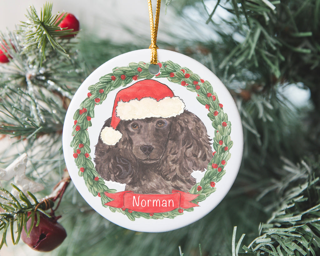 Personalized Poodle (Black) Christmas Ornament