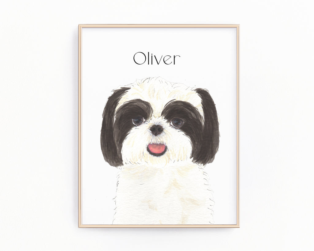 Personalized Shih Tzu (Black & White) Fine Art Prints