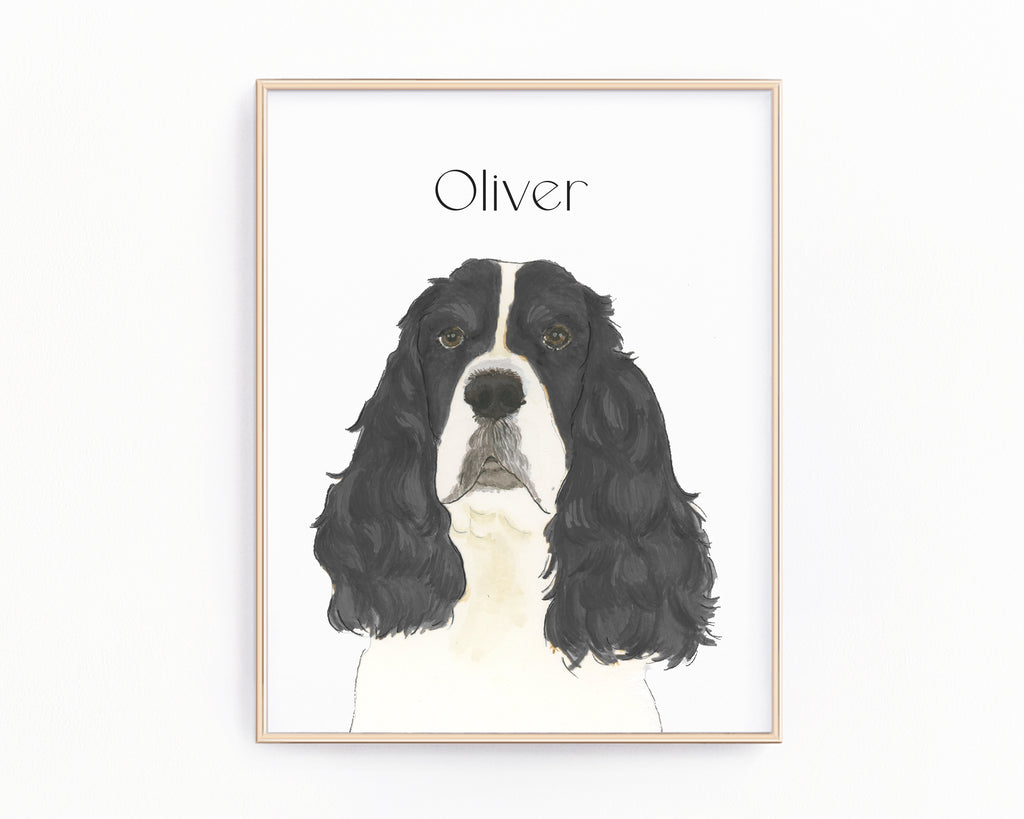 Personalized English Springer Spaniel (Black & White) Fine Art Prints