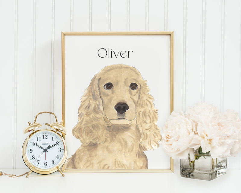 Personalized Cocker Spaniel (Golden) Fine Art Prints