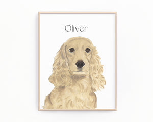 Personalized Cocker Spaniel (Golden) Fine Art Prints