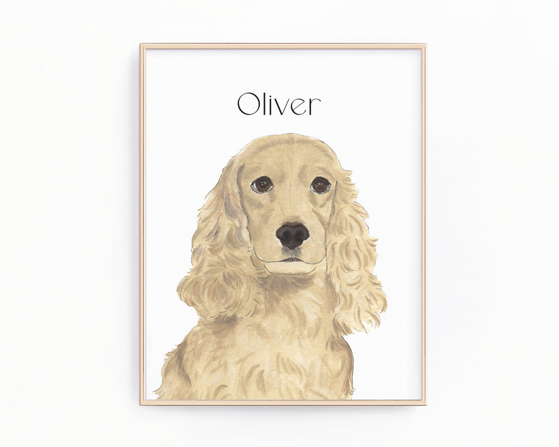 Personalized Cocker Spaniel (Golden) Fine Art Prints