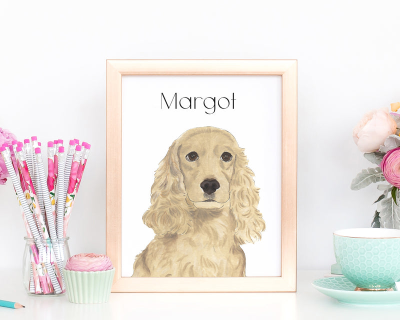 Personalized Cocker Spaniel (Golden) Fine Art Prints