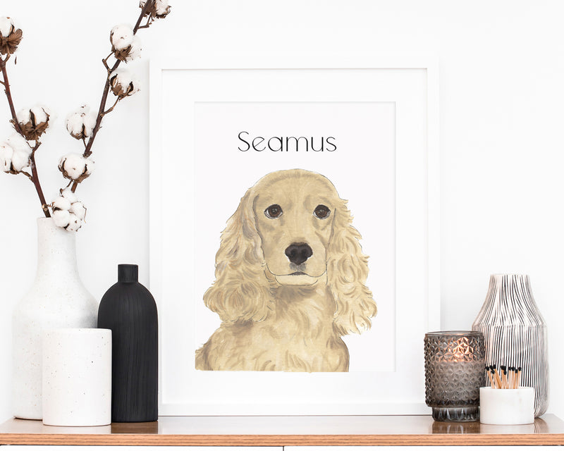 Personalized Cocker Spaniel (Golden) Fine Art Prints