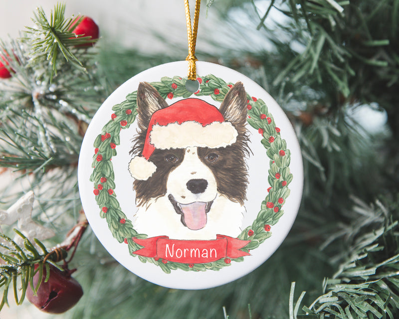 Personalized Border Collie Christmas Ornament
