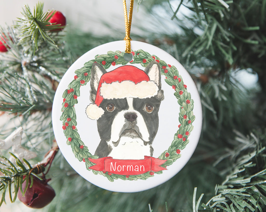 Personalized Boston Terrier Christmas Ornament