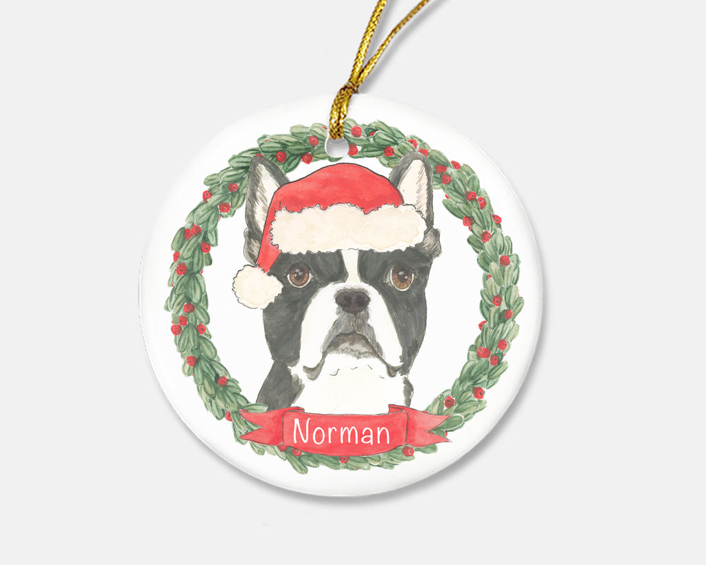 Personalized Boston Terrier Christmas Ornament