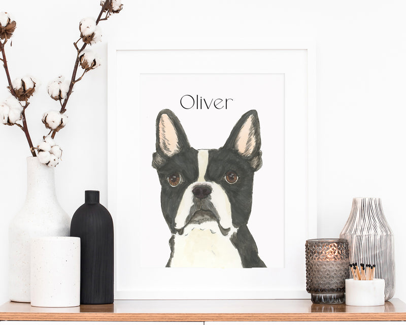 Personalized Boston Terrier Fine Art Prints