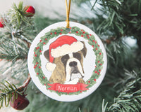 Personalized Boxer (Brindle) Christmas Ornament