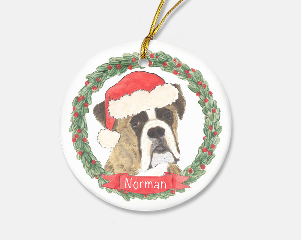 Personalized Boxer (Brindle) Christmas Ornament