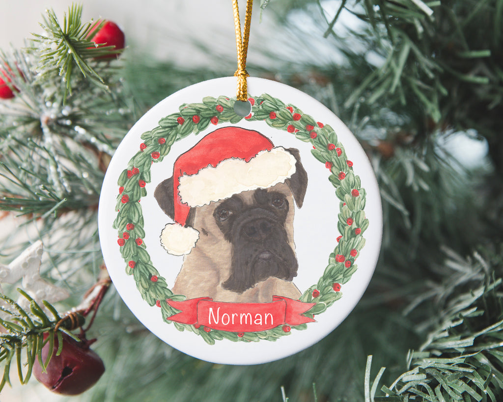 Personalized Boxer (Fawn) Christmas Ornament