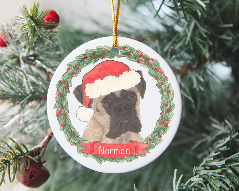 Personalized Boxer (Fawn) Christmas Ornament