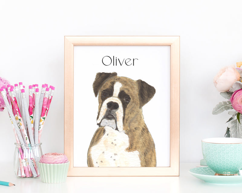Personalized Boxer (Brindle) Fine Art Prints