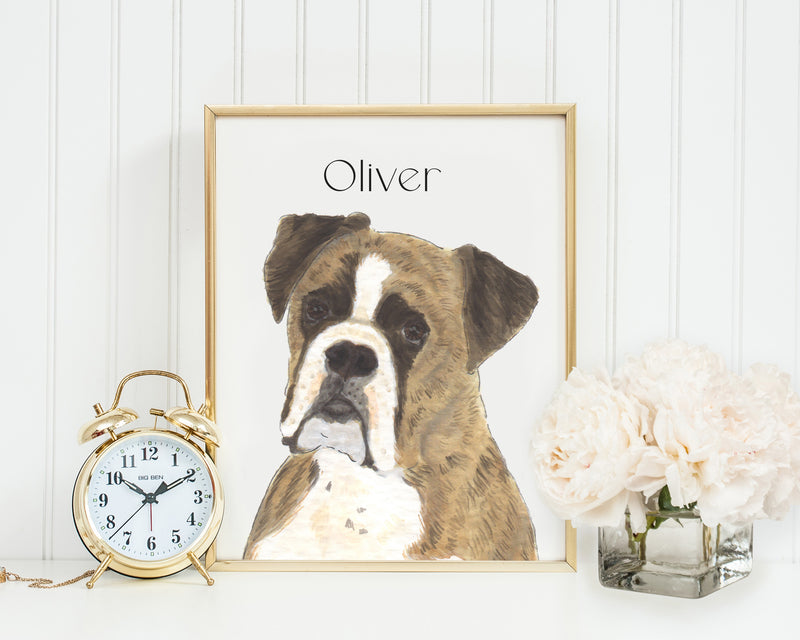 Personalized Boxer (Brindle) Fine Art Prints