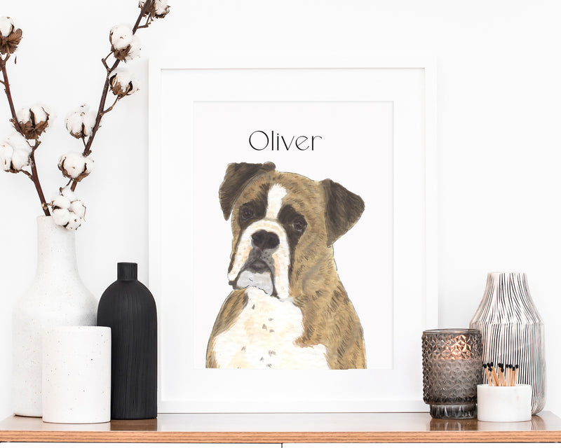 Personalized Boxer (Brindle) Fine Art Prints
