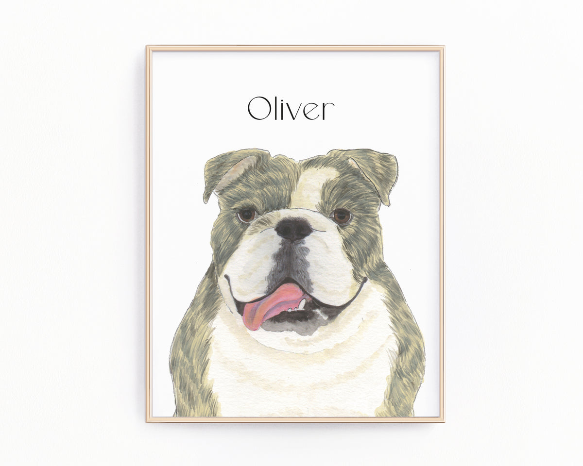 Personalized English Bulldog (Brindle) Fine Art Prints