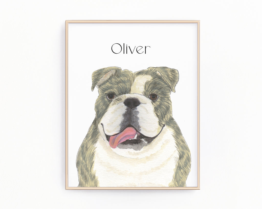 Personalized English Bulldog (Brindle) Fine Art Prints