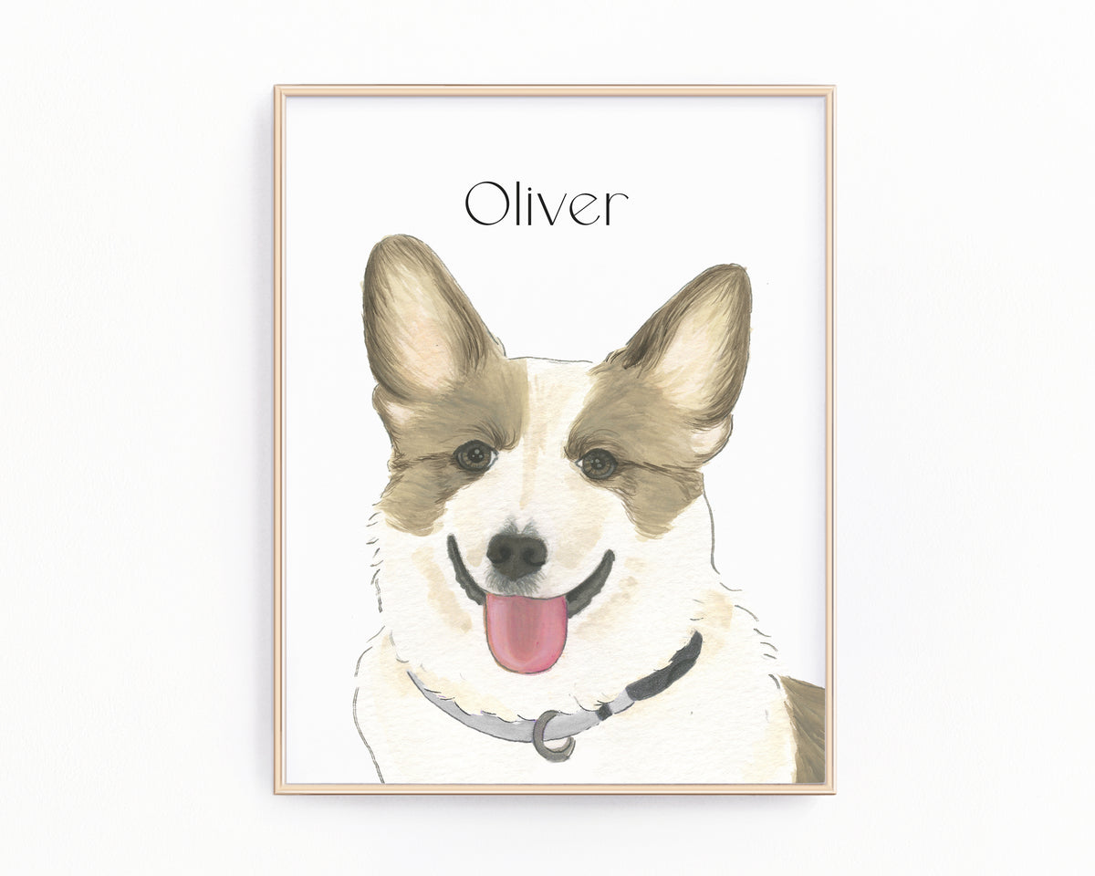Personalized Corgi (Brown & White) Fine Art Prints