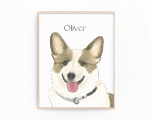 Personalized Corgi (Brown & White) Fine Art Prints