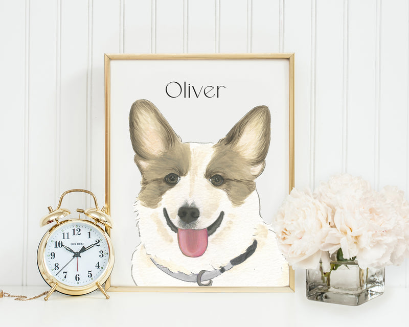 Personalized Corgi (Brown & White) Fine Art Prints