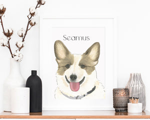 Personalized Corgi (Brown & White) Fine Art Prints