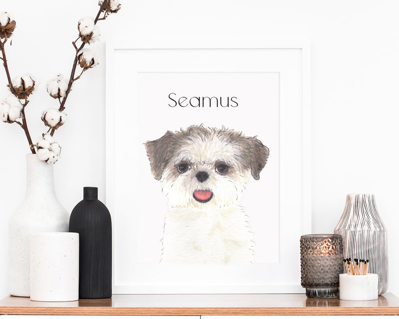 Personalized Shih Tzu (Brown & White) Fine Art Prints