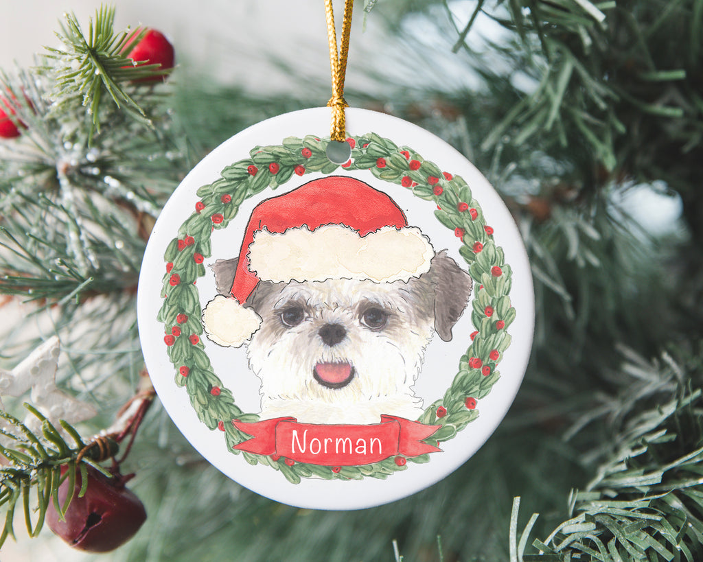 Personalized Shih Tzu (Brown & White) Christmas Ornament