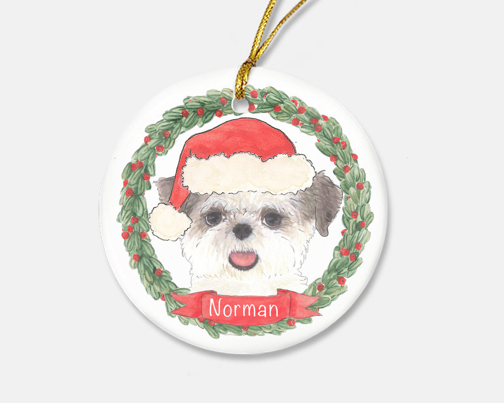 Personalized Shih Tzu (Brown & White) Christmas Ornament