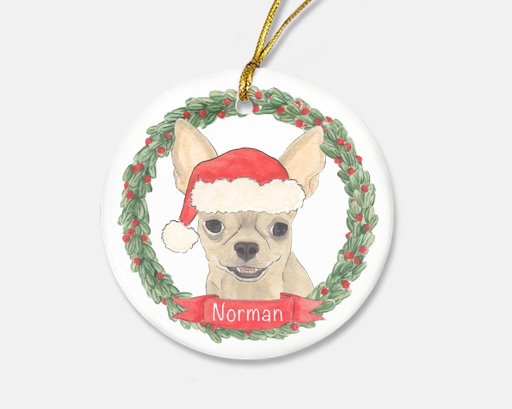Personalized Chihuahua (Short Haired, Fawn) Christmas Ornament