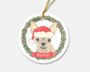 Personalized Chihuahua (Short Haired, Fawn) Christmas Ornament