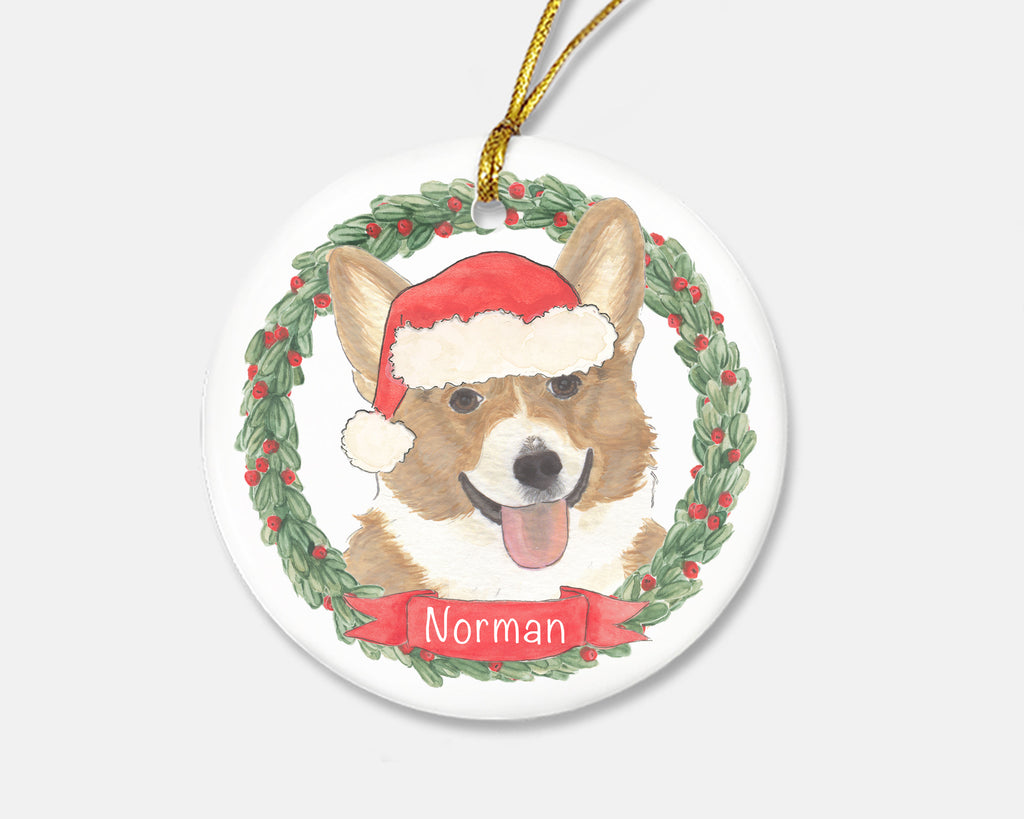 Personalized Corgi (Red & White) Christmas Ornament