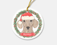 Personalized Dachshund (Smooth, Red) Christmas Ornament